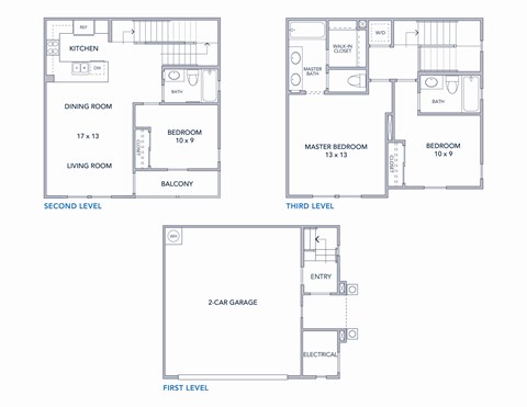 Floor plan for 3 beds, 3 baths, 1482 sqft